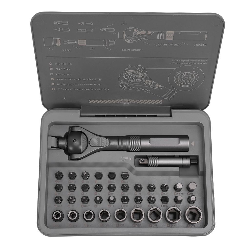40 in 1 Ratchet Screwdriver Set 45 Tooth Mechanism 50Nm Torsion Mini Screwdriver Set with Detachable Handle for Home