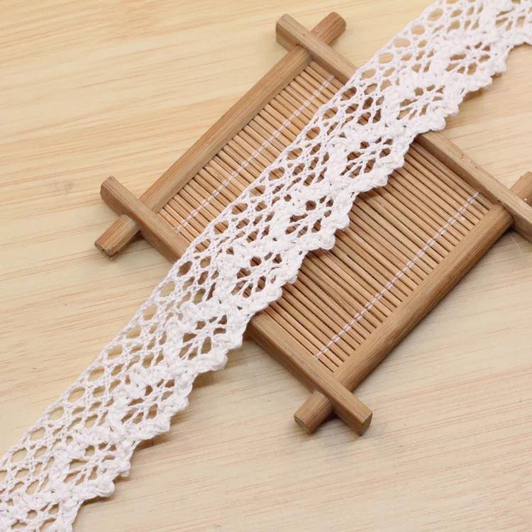 Ivory White Cotton Lace Trim Ribbon DIY Embroidered for Sewing Decoration Fabric Tape Handmade DIY Craft Materials Hair Headwear