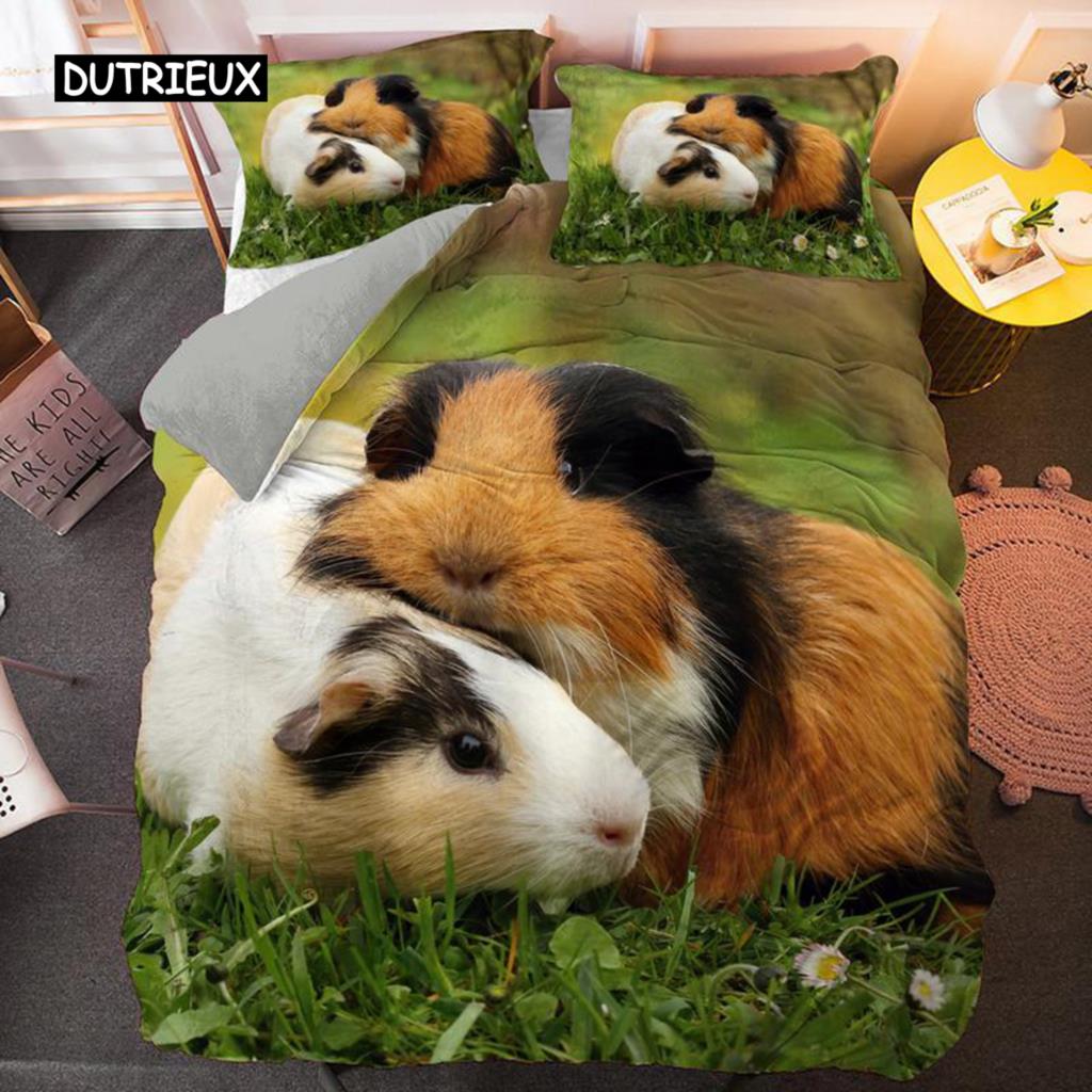 Marsvin Sengesett Søt Mus 3D Dynetrekk Dyredynetrekk for barn Gutter Jenter Tenåringer Mykt Twin polyester dynetrekk