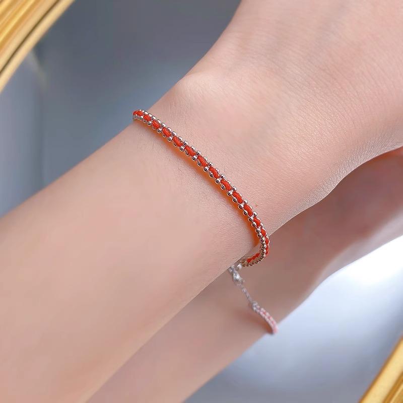 Bracelet Tendance Rouge en Corde pour Femmes, Bijoux à Transfert Chanceux, Bracelet Manchette Design Créatif de Niche