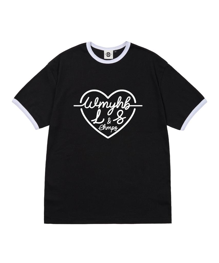 BORN CHAMPS [5 Colors] Heart L&S Women'S Fleece Ringer Short Sleeve T-Shirt B25St52