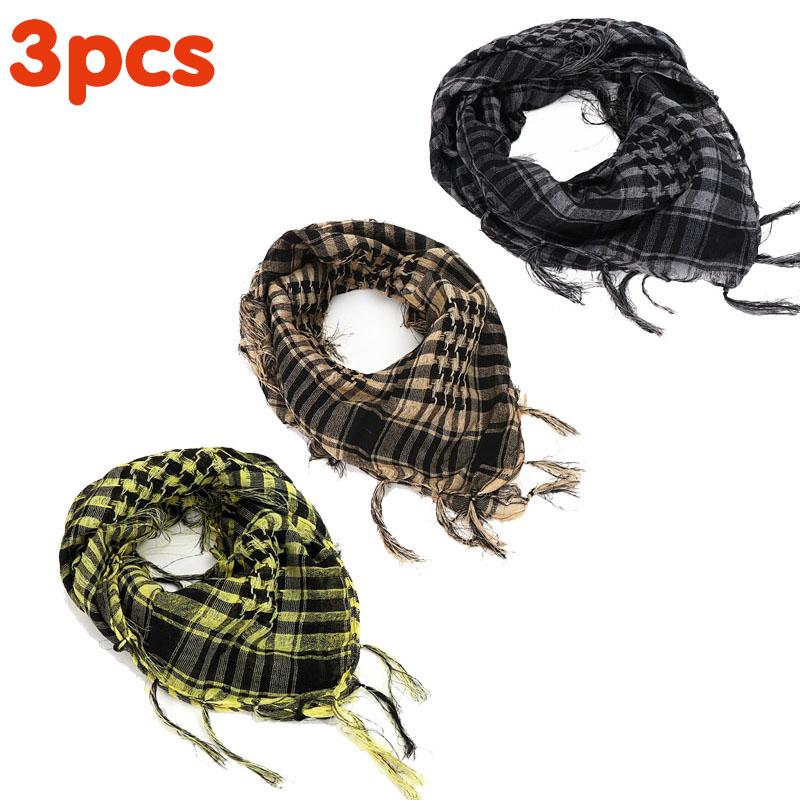 134Pcs Unisex Lightweight Plaid Fringed Arabian Desert Scarf Soft Tactical Scarf Men Ladies Turban Shawl Airsoft Pain
