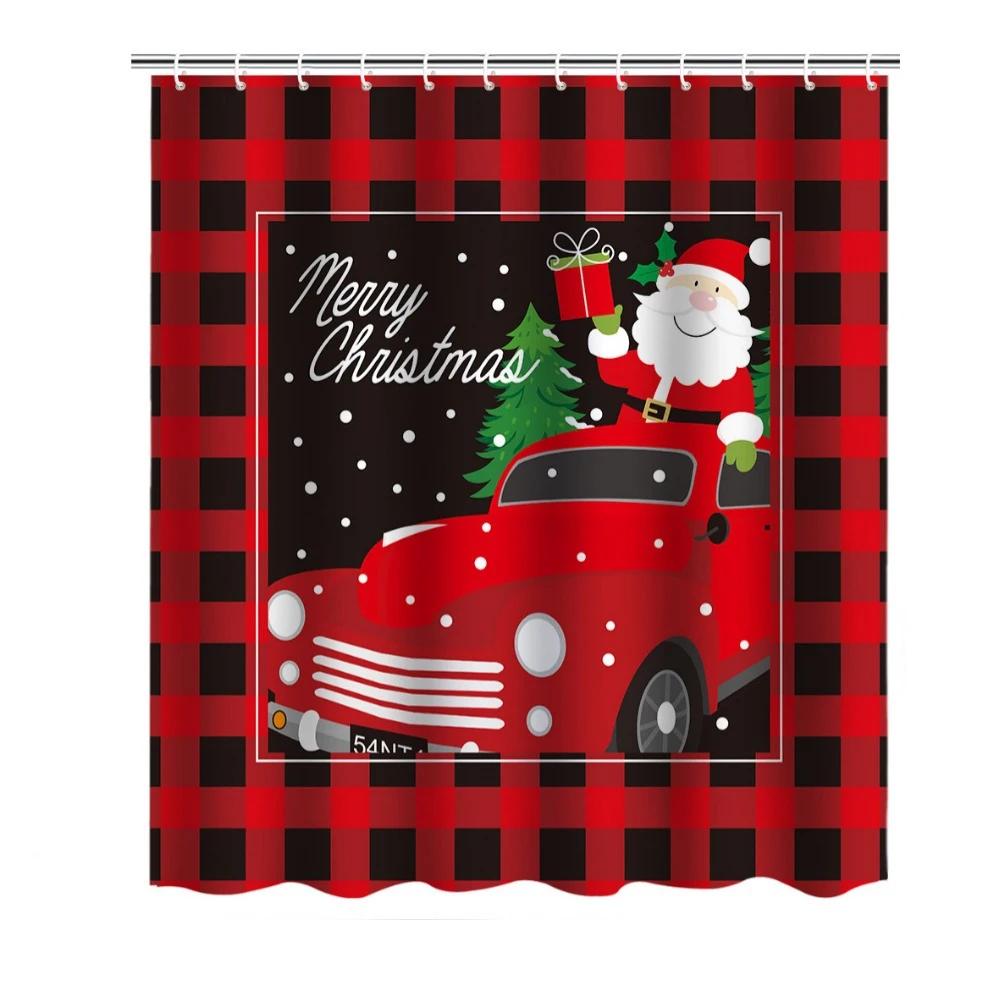 Merry Christmas /Santa Claus/Shower Curtains Holiday Farmhouse Home Fabric Bath Curtain Bathroom Decor/cow Print Blanket