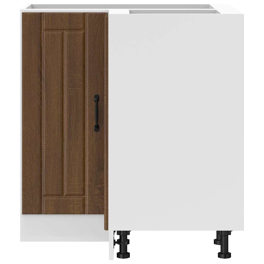 Lucca Corner Base Cabinet Brown Oak Effect Wood Based Material