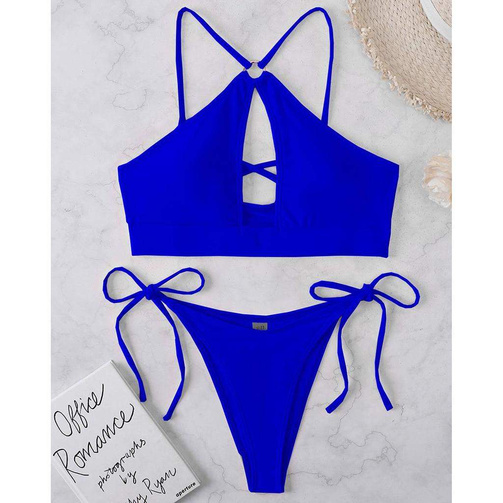 Cut Out Halter Bikini Weiblichen Badeanzug Frauen Bademode Zwei-stück Bikini set Gepolsterte Riemchen Badende Badeanzug Schwimmen Dame