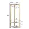 Corner Coat Rack Stand Freestanding Hall Tree with 6 Hooks & 3 Shelves,Entryway Storage for Living Room Entryway