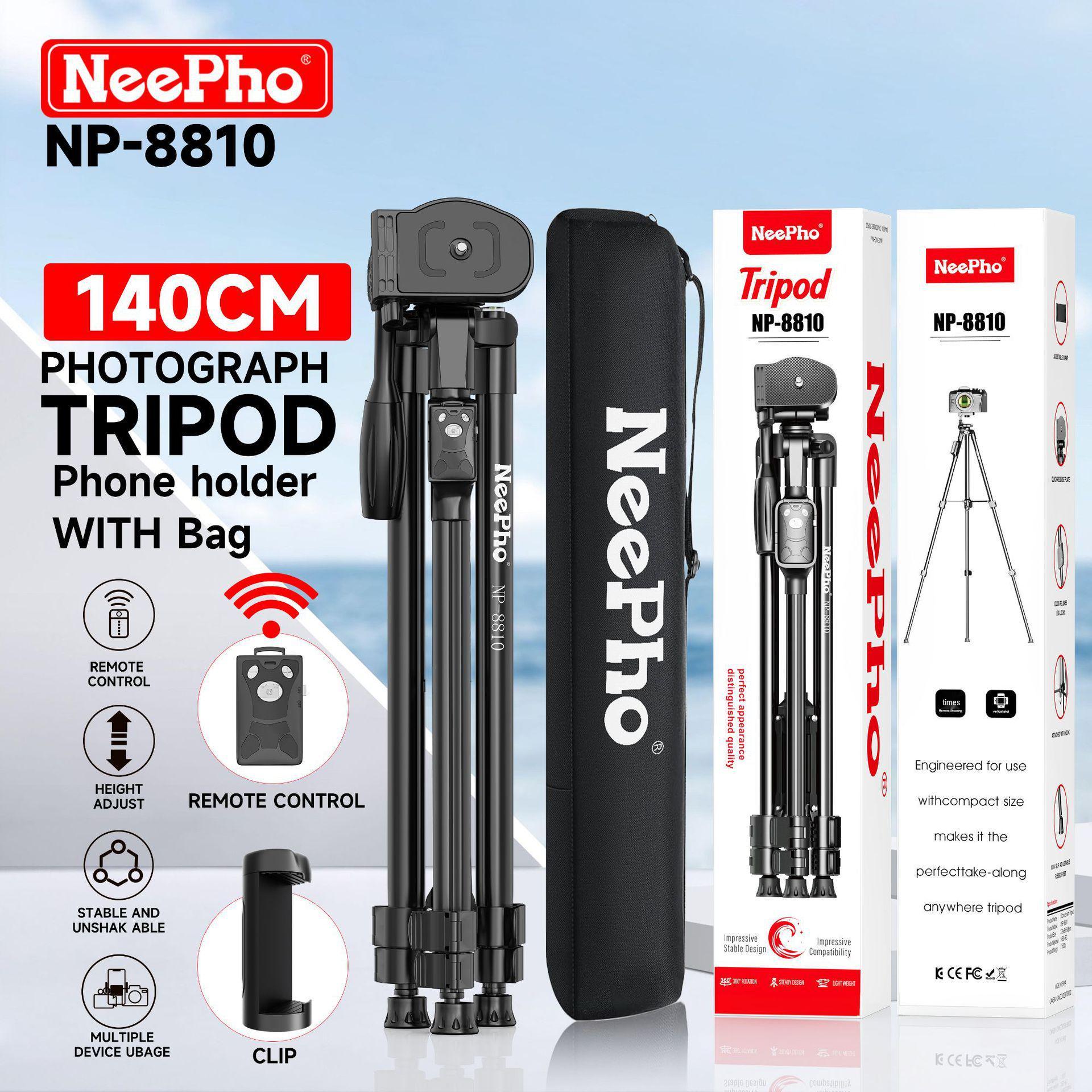

Neepho NP-8810 140cm Tripod with Bluetooth Remote & Phone Adapter for Live Streaming.
