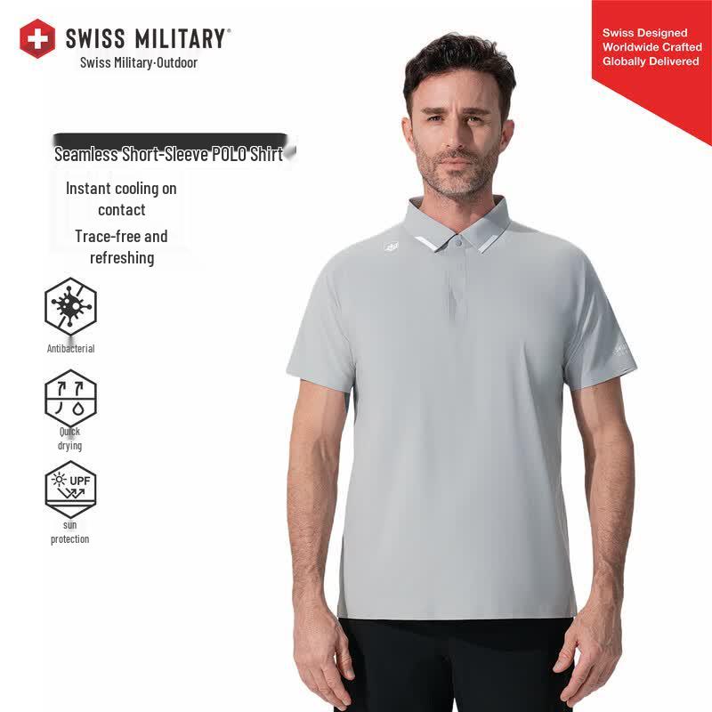 SWISS MILITARY Men s Cooling Anti-Mosquito Short Sleeve Polo Shirt M светло-серый