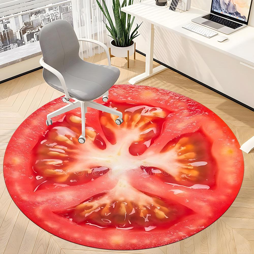 

1pc Tomato Slice Chair Carpet for Office, Soft Comfortable Mat For Office, Living Room, Bedroom, Machine Washable Carpet yy251112211 80cm by 80cm