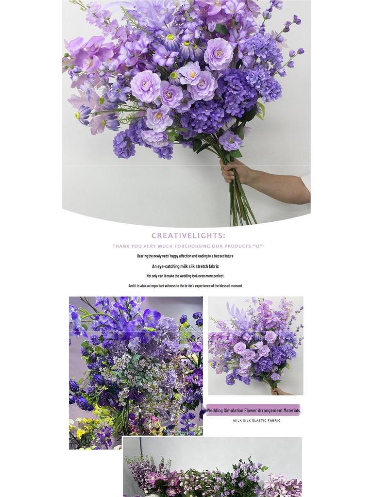 10-Piece Purple Series Artificial Floral Set: Ground Row, Aisle, and Burgundy Wedding Decoration Flowers