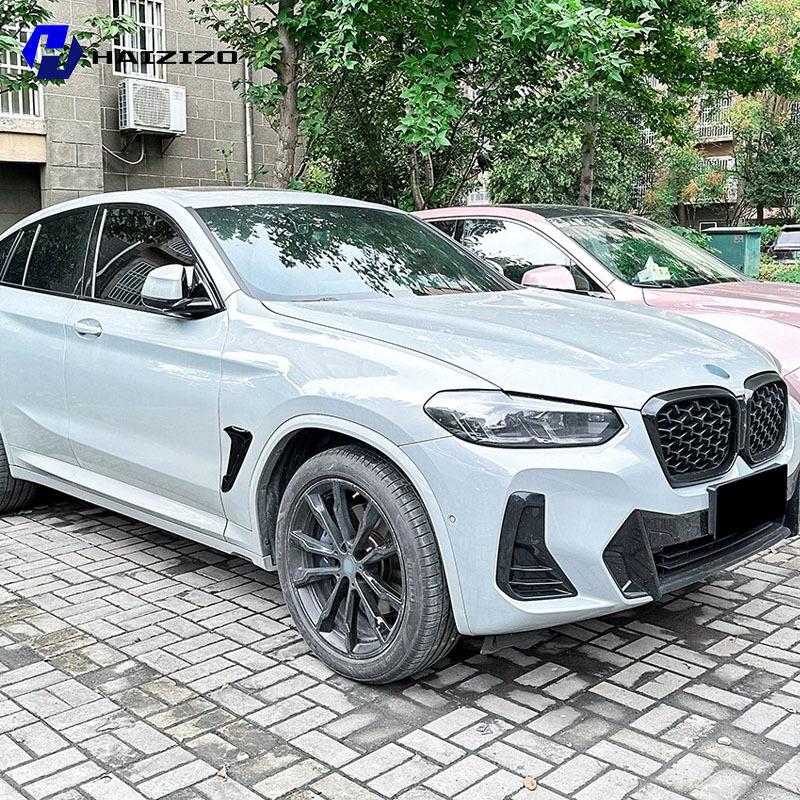 For BMW X3 X4 G01 G02 2018- Car Front Fender Side Gill Carbon Fiber Modified Accessories High Gloss Black Decorative Frame