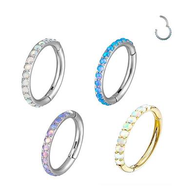G23 Titan Eingelegter Opal Nasenring Piercing Schmuck 1,2*8/10mm - Neuer Stil