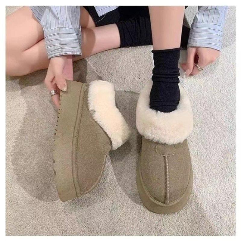 Winter plush thickened fluffy shoes short snow boots women's new thick-soled warm one-pedal cotton shoes