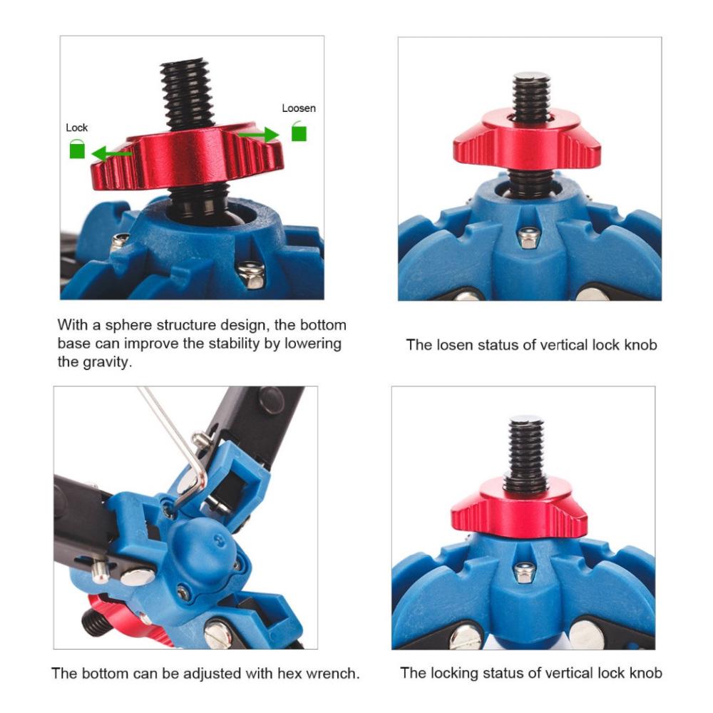 Manbily M 1 Portable Universal Mini Three Feet Support Tripod Stand Base Monopod Stand for Monopod Ball Head with 3 8