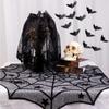 Halloween Black Lace Tablecloth BatCobweb MantelpieceCloth Family Table Cover Festive Household Items Halloween Party Decoration