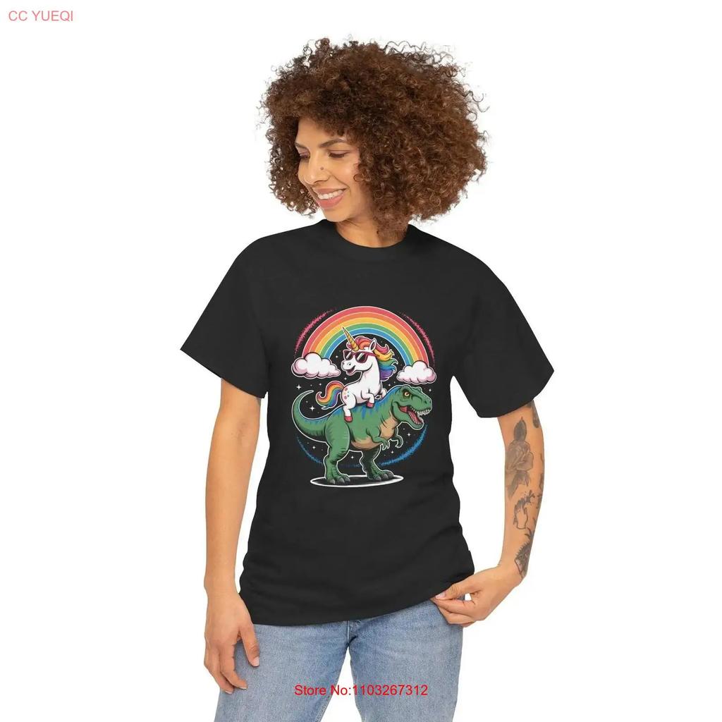 Lustiges Einhorn reitet T-Rex Shirt für Jungen, Mädchen und Erwachsene Regenbogen-Dinosaurier Niedliches Fantasy-Geschenk Vintage Grafik