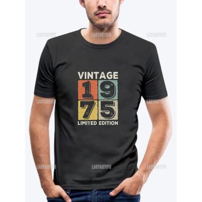 Vintage 1975 Limited Edition Men T Shirts Retro Classic Art Print Tees Short Sleeve O Neck Harajuku Streetwear Birthday Gifts