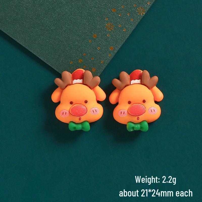 DIY Cartoon Santa & Reindeer Resin Accessories for Phone Cases & Hair Ties