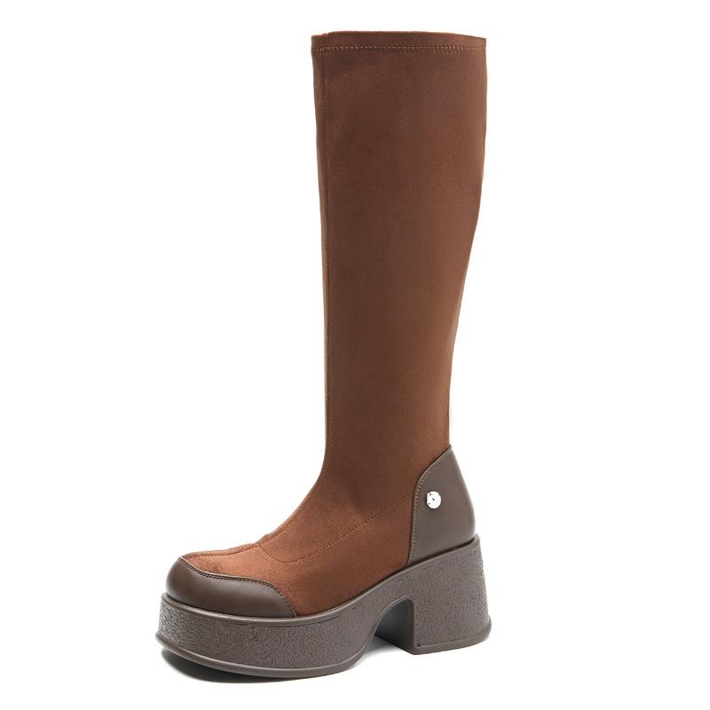 8572 Martin Boots Women's Long Boots 2025 New Black High Boots But Knee Knight Boots Small Boots
