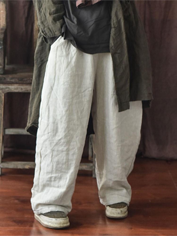 

Женские свободные брюки Johnature, однотонные свободные винтажные брюки, зимние широкие брюки One Size бежевый