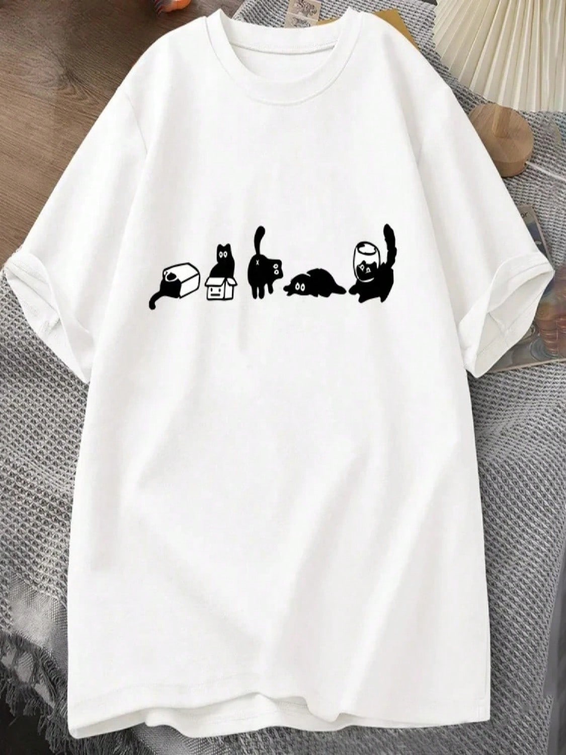 Five Mood Cats T-Shirts Cat Mom Tee Funny Short Sleeve Cat Lovers T Shirt Casual O Neck Summer Tops S разноцветный