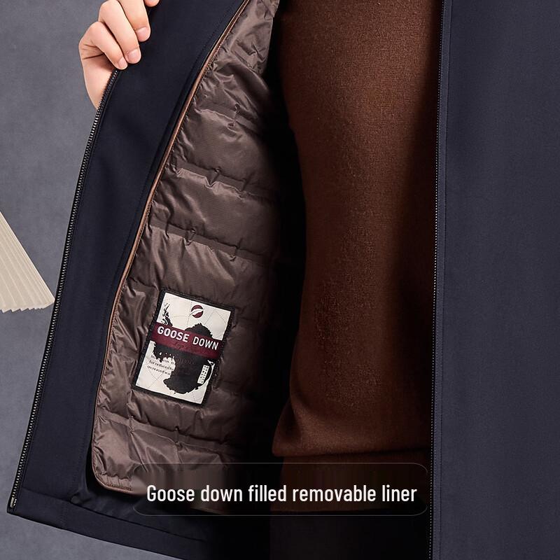 Antonio Men's 85% Goose Down Detachable Liner Business Lapel Jacket