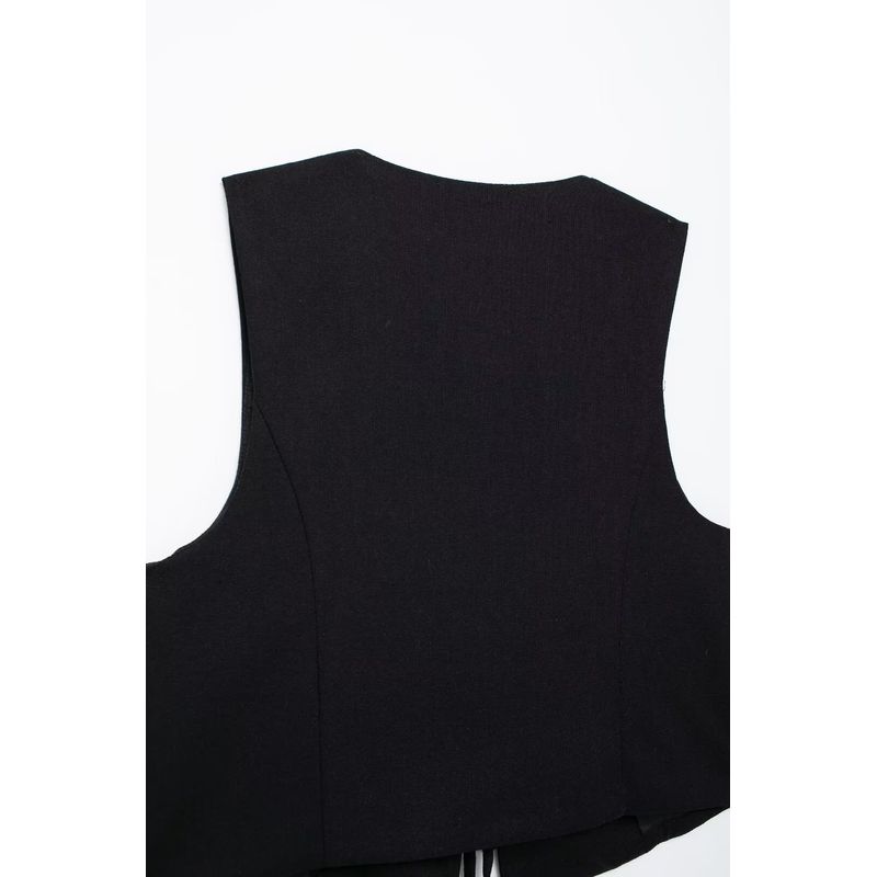 Kaslead New Arrival Women's Fashion Style Beaded Linen Vest Casual Pants 7901322 7901222