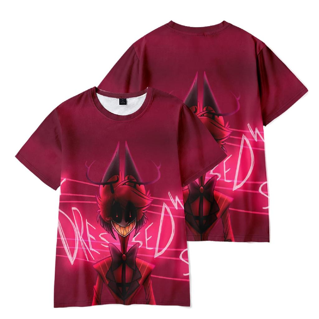 Hazbin Hotel Anime Women Men's T-shirts Graphic Shirt Cartoon Printed O-Neck Oversized Short Sleeves Fashion Mens Clothing Streetwear