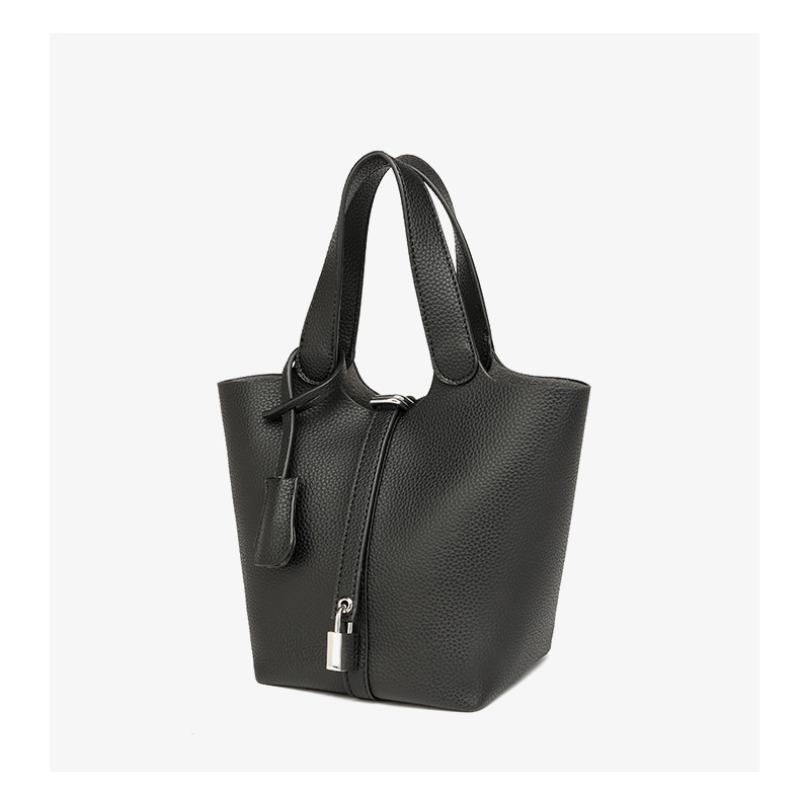 

Bucket bag niche vegetable basket women s bag high-end small handbag fashion messenger bag texture bag чёрный