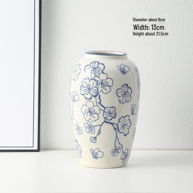Blue & White Retro Porcelain Vase - Luxury Ceramic Home Decor