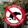 2D Flat Aluminum Rustic French Dog Poop Round Metal Sign, "Les Crottes C'est Dans Le Sac", Pre-Drilled Holes for Easy Hanging, Gifts for Teens Uncle