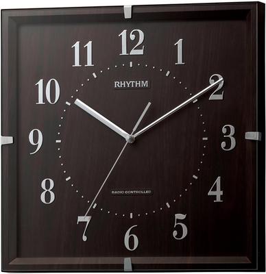 RHYTHM Radio-Controlled Analog Wall Clock, Lively Emily Series, Continuous Second Hand, Interior Decor Model, Brown (Wood Grain Finish) RHYTHM