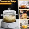 Clear Cooking Pot with Lid and Brush 1500ml Glass Simmer Pot Borosilicate Glass Clear Cookware Nonstick for Pasta Noodle Soup