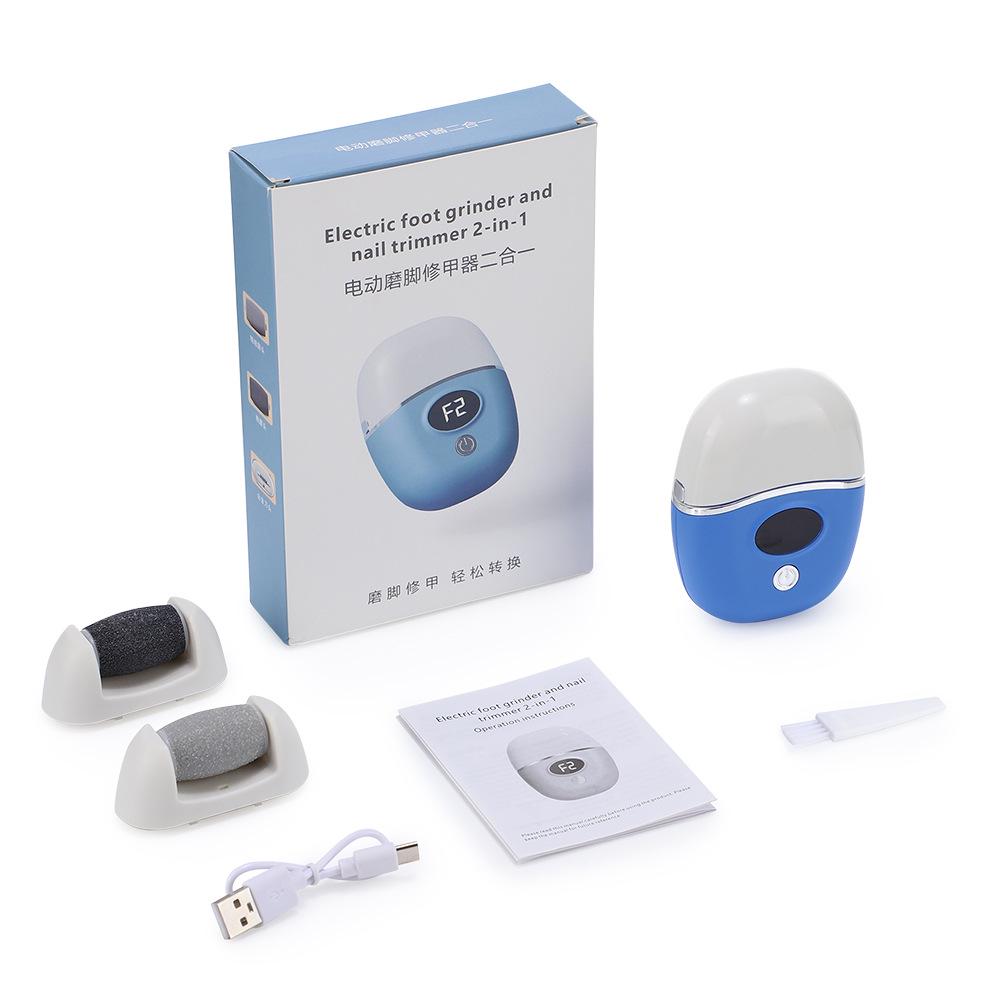 Rechargeable 2-Speed Electric Foot File with 2 Replacement Heads for Removing Dead Skin & Calluses