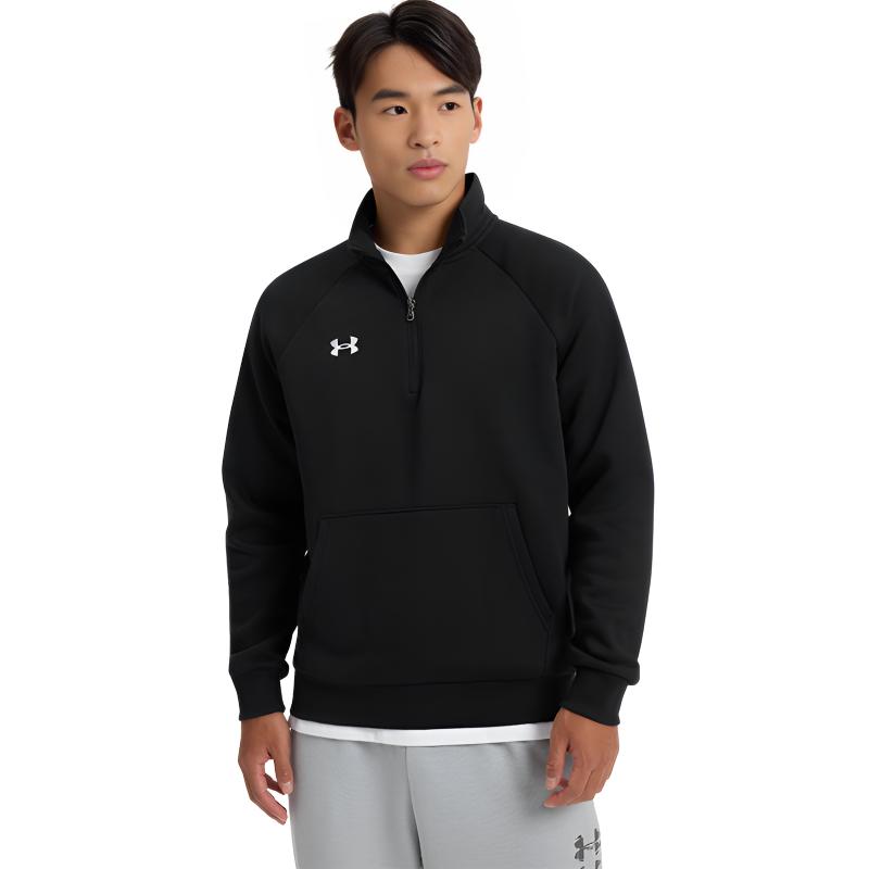 Under Armour Sweat-shirt UA Rival Col Montant Imprimé Logo Coupe Ample Manches Raglan Manches Longues Homme Sweat-shirt Noir 1386016-001