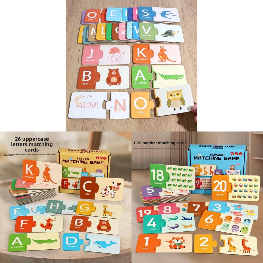 Wooden Alphabet And Number Matching Cards For Kids Educational Game For Early Learning