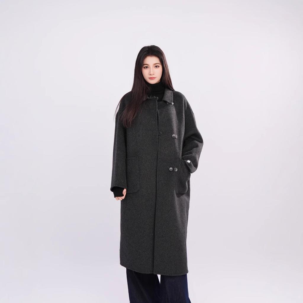 Wear an Atmospheric Woolen Coat Autumn and Winter New Popular Double-sided Long Coat 412