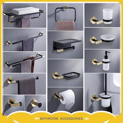 Stainless Steel Bathroom Hardware Set Wall Mounted Towel Rack Coat Hook Towel Bar Toilet Paper Holder Toilet Brush Accessories