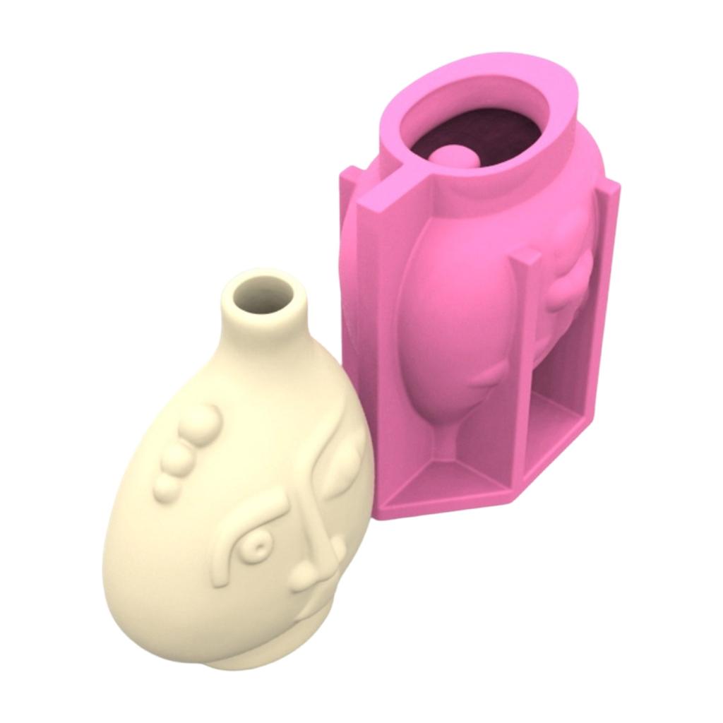 Flexible Silicone Mold Multifuntional Silicone Vase Molds for Making Distinctive Abstract Face Planter and Vase Crafts