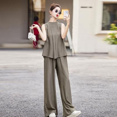 Sleeveless Top with Wide-leg Pants Two-piece Set Women's Summer New Temperament Fashion Casual Suit