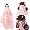 Halloween Gothic Flower Garland With Black Veils Hairband Cosplay Wedding Headpiece Costume Headwear Accessory