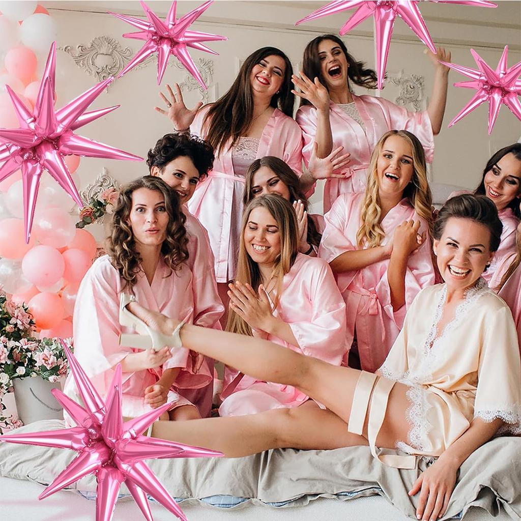 8Pcs Star Balloons Huge Pink Explosion Star Aluminum Foil Balloons for Birthday Baby Shower Wedding Party Pink Party Decorations