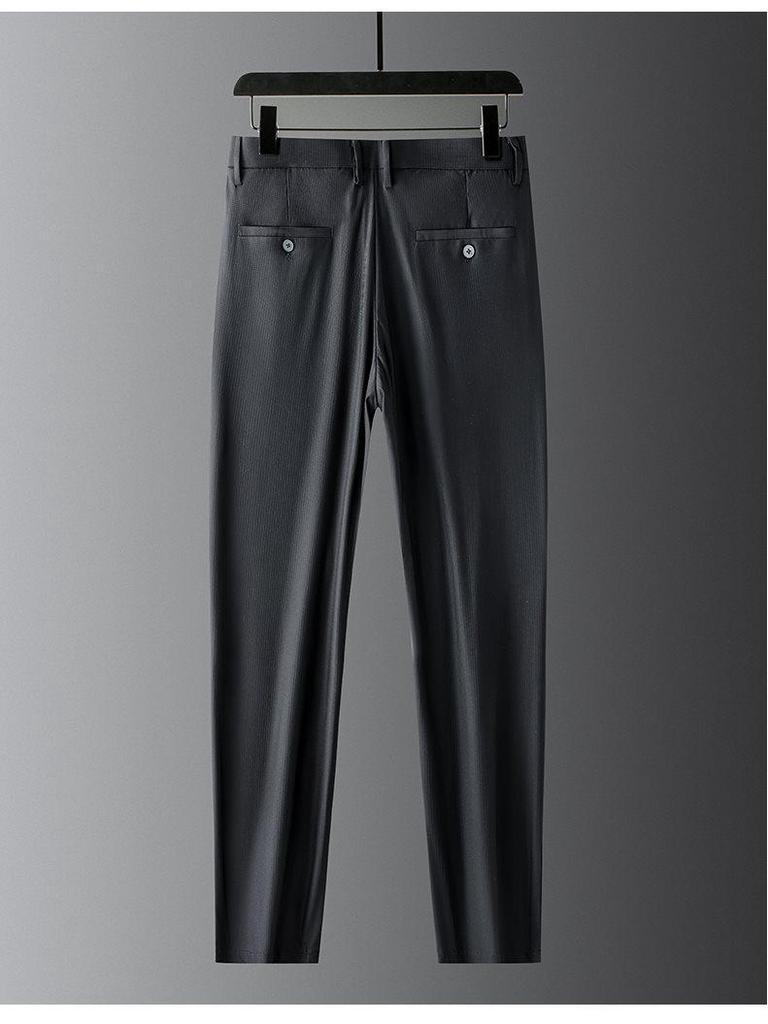 2026 Spring/Summer High-Quality Ice Silk Striped Business Casual Men's Pants Luxury Suit Trousers