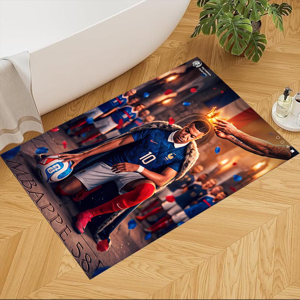 Mbappe Neon Poster Area Rug Perfect for Bedrooms Kitchen Hallway Dining Room Anti-slip Rug Anime Office Decor Wedding Party Gift