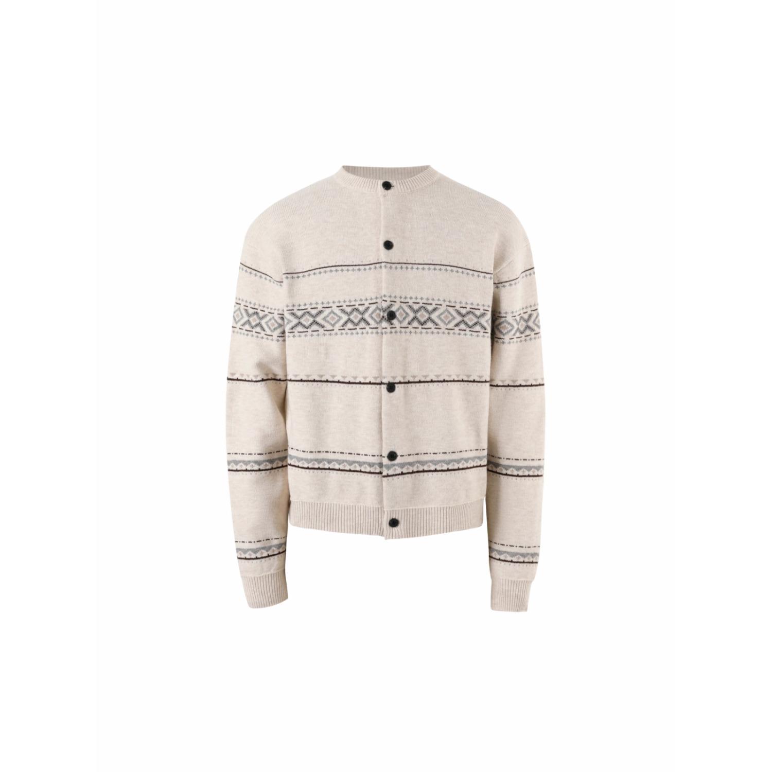 

Unisex American Fair Isle Jacquard Cardigan - Old Money Autumn Style, Trendy Clean Fit Sweater 2XL абрикосовий