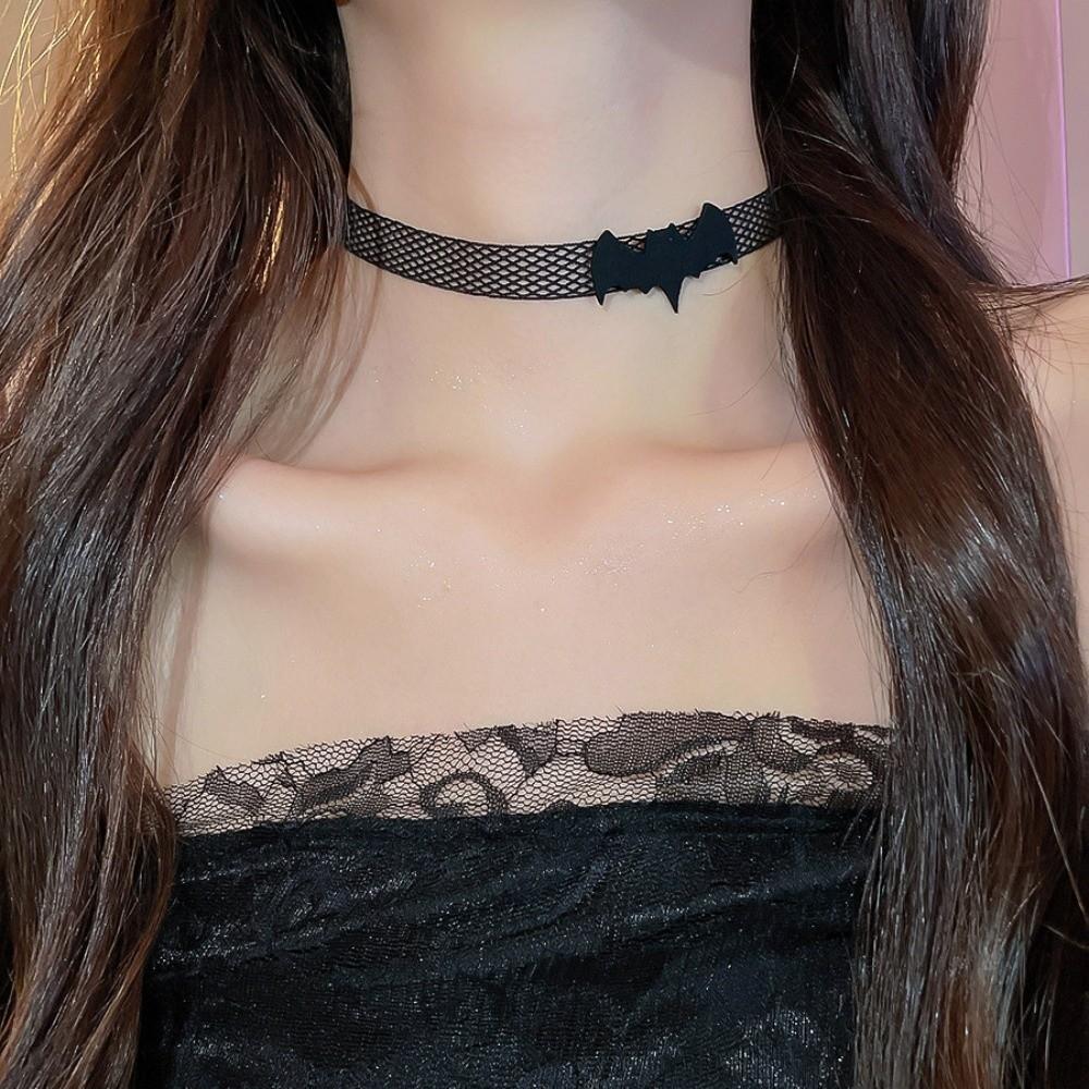 Reticular Spider Bat Necklace Witch Hat Pendant Chain Halloween Dark Choker  Neck Accessories