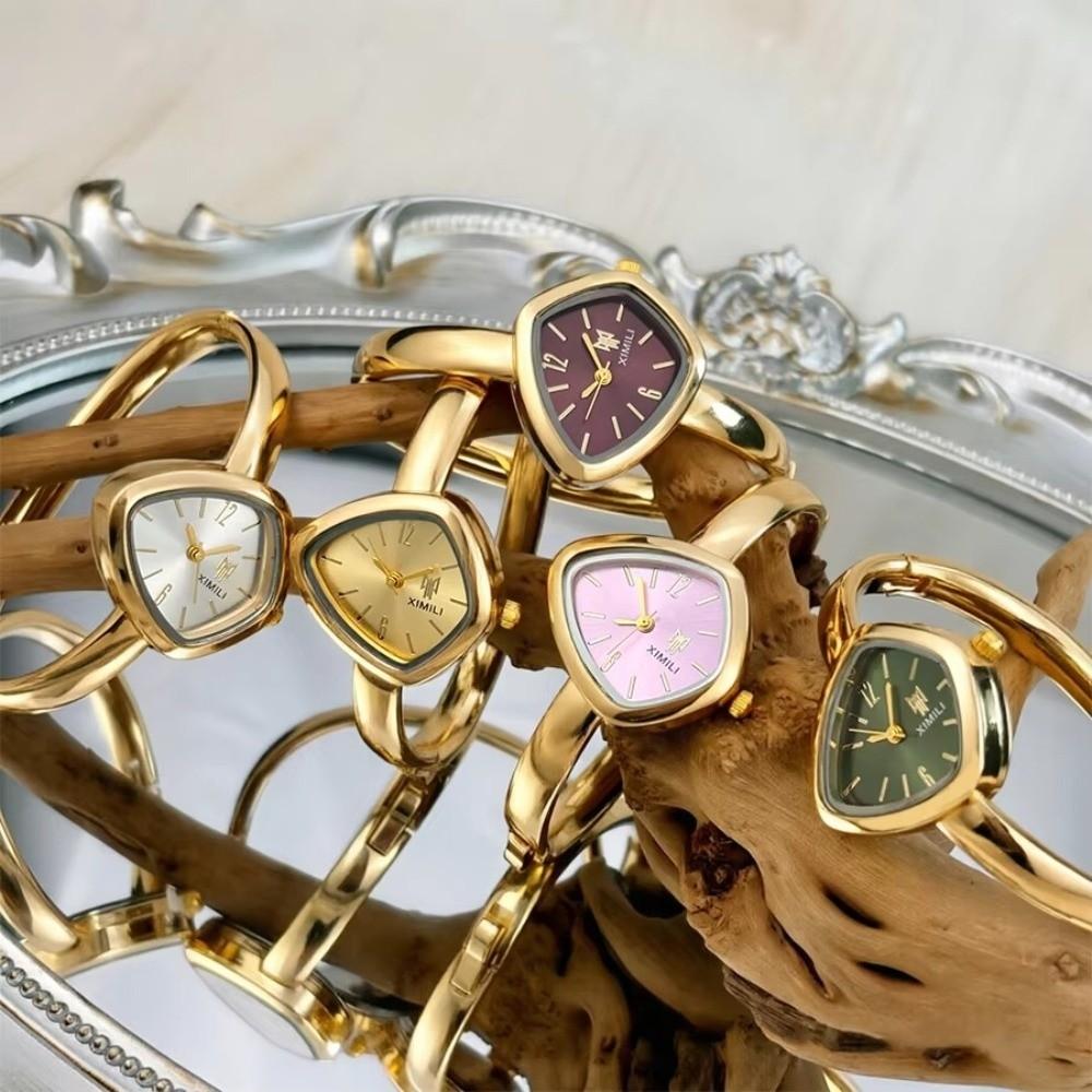 Square-shaped Dial Quartz Watch Open Design Bracelet Watch Creative Wristwatch  for Women