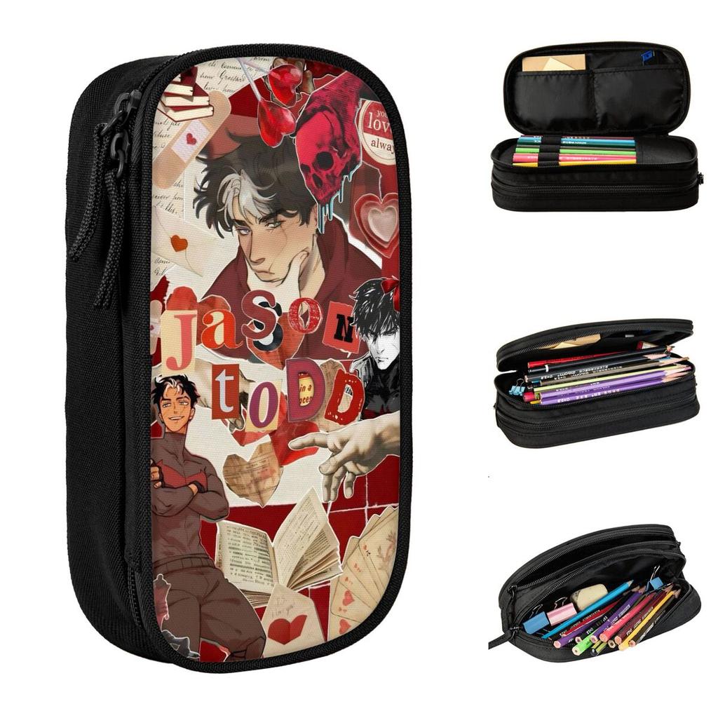 Jason Todd Pencil Case Creative Red Hood Manga Pen Box Bag Girl Boy Large Storage Students School Gift Pencilcases