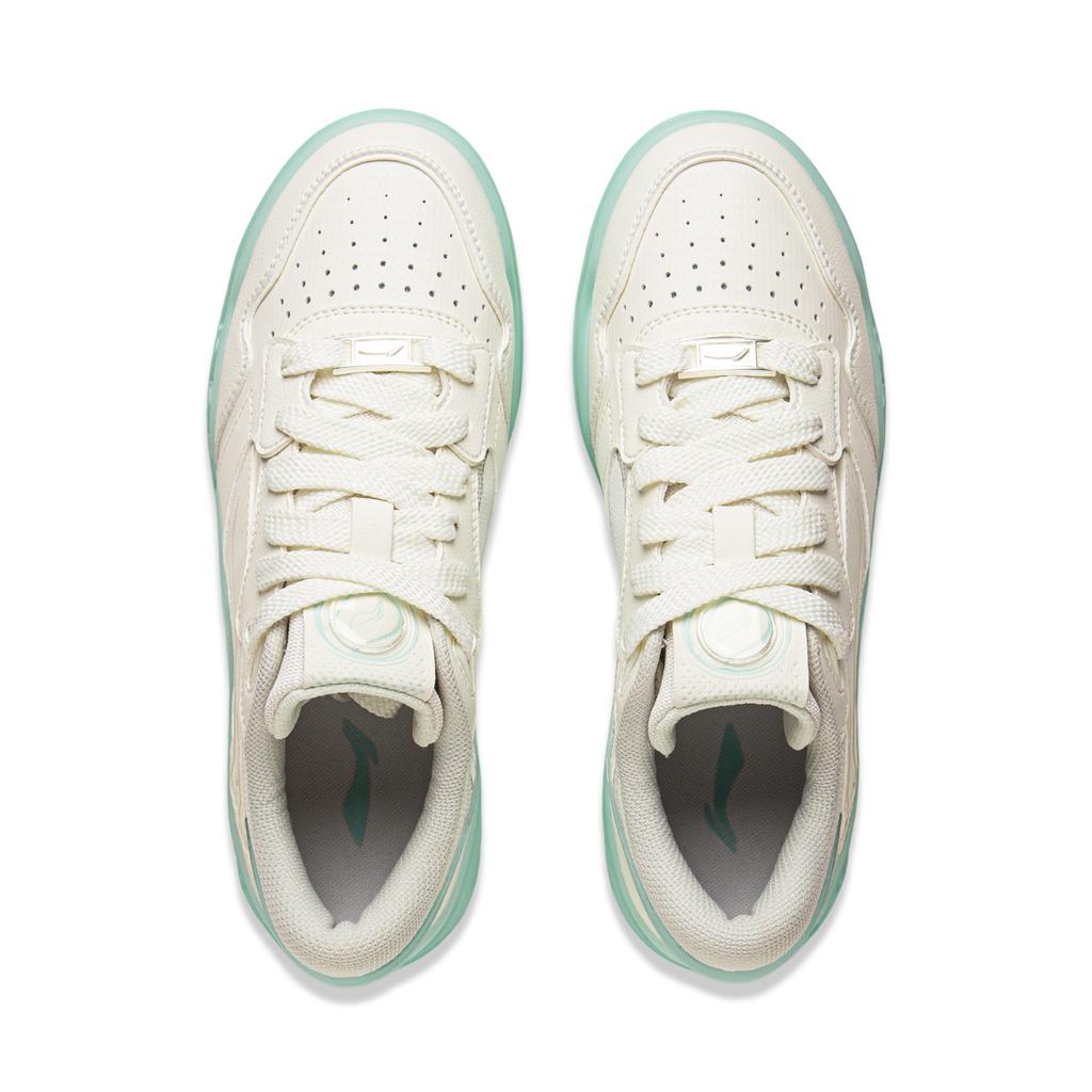 New LINING Moon White 3 Skateboard Shoes Women's Low top Champagne White, Island Blue AGCV078-6