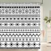 Simple Geometric Pattern Fabric Shower Curtain Bathroom Curtains  Stripes Mosaic Bath Screen Waterproof Polyester with 12 Hooks
